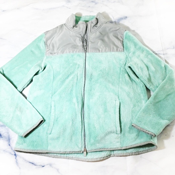 Danskin Now Jackets & Blazers - Danskin Now Mint Green & Grey Plush Fleece Jacket